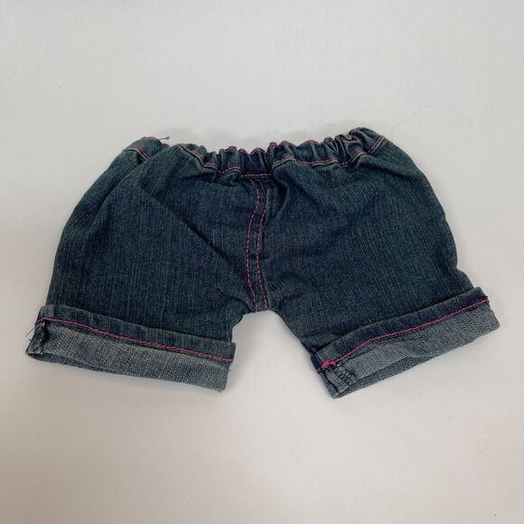 Build A Bear Workshop BABW Denim Jean Shorts Blue Embroidered Minnie - Picture 3 of 4